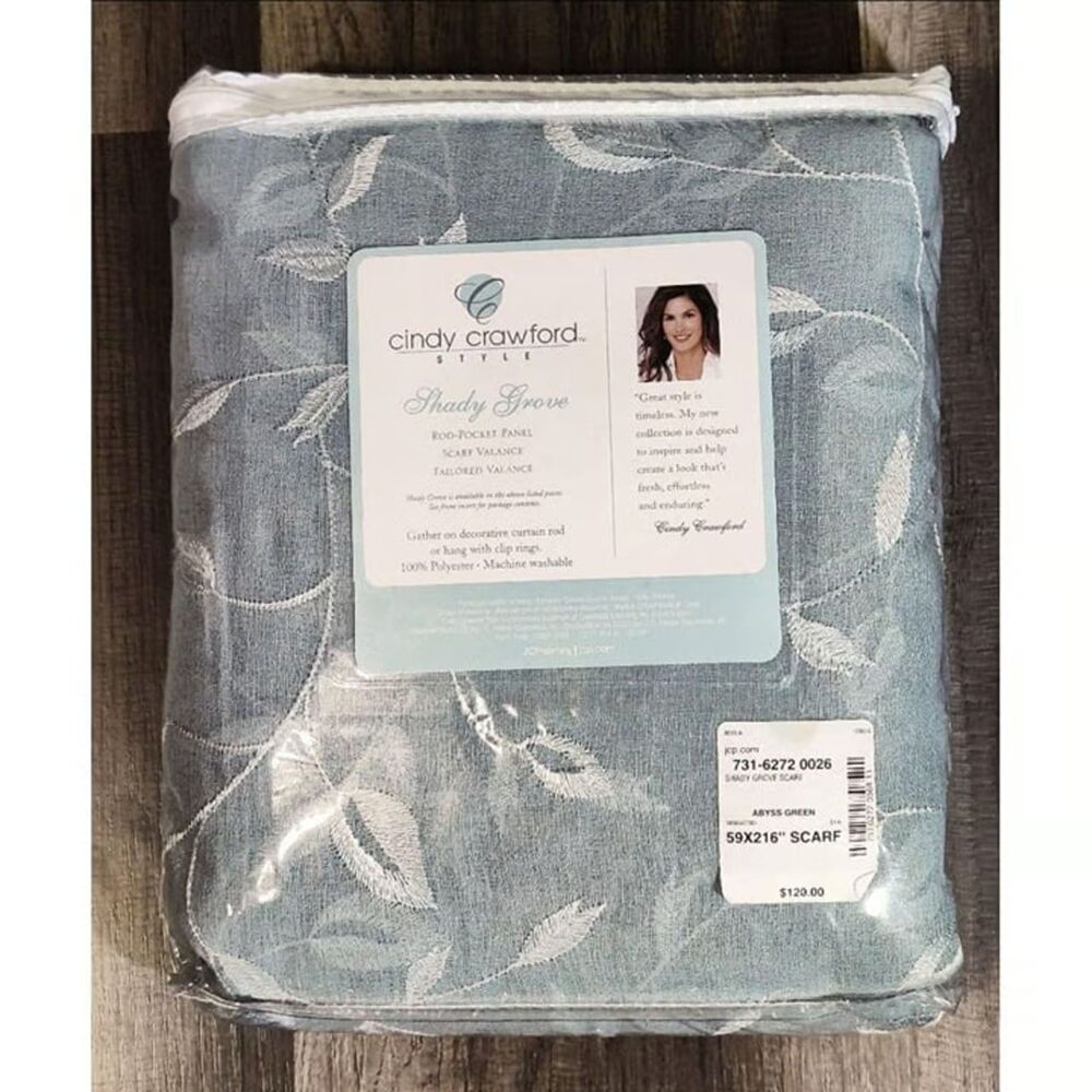 Cindy Crawford Shady Grove Rod-Pocket Panel Scarf Valance Curtain Size 59x216